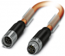 Sensor actuator cable, M17-cable plug, straight to M17-cable socket, straight, 6 pole, 10 m, PUR, orange, 12 A, 1619318