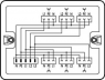 Distribution box, 3-phase to 1-phase current 400V, 230V, 1 input, 6 outputs, Cod. A, MIDI, white