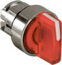 Selector switch, illuminable, groping, waistband round, red, front ring silver, 3 x 45°, mounting Ø 22 mm, ZB4BK1543