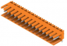 Pin header, 15 pole, pitch 3.5 mm, angled, orange, 1597340000