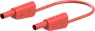 Measuring lead with (4 mm lamella plug, straight) to (4 mm lamella plug, straight), 250 mm, red, silicone, 1.0 mm², CAT II, CAT III, 66.2012-02522