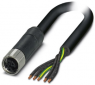 Sensor actuator cable, M12-cable socket, straight to open end, 5 pole, 5 m, PVC, black, 16 A, 1414812