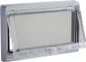 Plastic window with hinged, tranp. cover, IP 55, L78xW180mm.