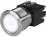 Pushbutton switch, 2 pole, clear, illuminated  (white), 12 A/250 VAC, mounting Ø 22 mm, IP65, 1241.8566