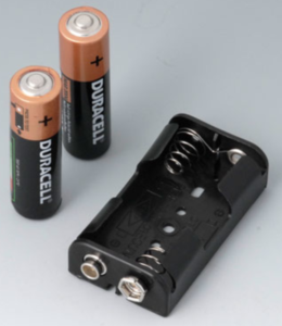 Battery holder for mignon cell, 2 cells, chassis mounting