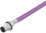 Sensor actuator cable, M12-flange plug, straight to open end, 2 pole, 5 m, PUR, purple, 4 A, 1279490500