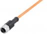 Sensor actuator cable, M12-cable socket, straight to open end, 3 pole, 2 m, PUR, orange, 4 A, 77 3430 0000 80003-0200