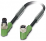 Sensor actuator cable, M8-cable plug, angled to M8-cable socket, angled, 3 pole, 0.3 m, PVC, black, 4 A, 1415891