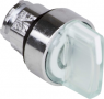 Selector switch, illuminable, groping, waistband round, white, front ring silver, 3 x 45°, mounting Ø 22 mm, ZB4BK1513