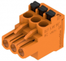 Socket header, 3 pole, pitch 5 mm, angled, orange, 1980180000