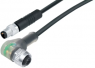 Sensor actuator cable, M8-cable plug, straight to M12-cable socket, angled, 3 pole, 2 m, PUR, black, 4 A, 77 3634 3405 50003-0200