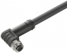 Sensor actuator cable, M12-cable socket, angled to open end, 3 pole, 1.5 m, PUR, black, 12 A, 2050010150