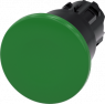 Mushroom pushbutton, unlit, latching, waistband round, green, mounting Ø 22.3 mm, 3SU1000-1BA40-0AA0