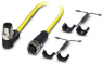 Sensor actuator cable, M12-cable plug, angled to M12-cable socket, straight, 3 pole, 0.5 m, PVC, yellow, 4 A, 1409526