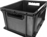 ESD euro container, black, (L x W x D) 400 x 300 x 75 mm, H-18S 43075