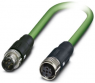 Network cable, M12-plug, straight to M12 socket, straight, Cat 5, SF/TQ, PVC, 10 m, green