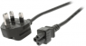 Power cord, Great Britain, Ireland, Singapore, Malaysia, BS 1363 on C5 jack, straight, H05VV-F3G0.75mm², black, 1.8 m