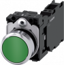 Pushbutton, green, unlit , mounting Ø 22.3 mm, IP20/IP66/IP67/IP69/IP69K, 3SU1150-0AB40-3FA0