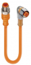 Sensor actuator cable, M12-cable plug, straight to M12-cable socket, angled, 4 pole, 10 m, PVC, orange, 4 A, 108040