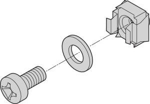 19" Assembly Kit, Screw M6, Washer M6, Nut M6, 100 PIeces