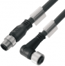 Sensor actuator cable, M12-cable plug, straight to M12-cable socket, angled, 4 pole, 10 m, PUR, black, 4 A, 1059481000