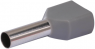 Insulated twin wire end ferrule, 4.0 mm², 12 mm long, gray, 22C438