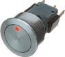 Pushbutton, 1 pole, silver, illuminated  (red), 5 A/125 V, mounting Ø 19.1 mm, IP67, 1241.6623.1121000