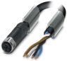 Sensor actuator cable, M12-cable socket, straight to open end, 4 pole, 10 m, PVC, black, 12 A, 1089973