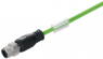 Bus line, M12-plug, straight to M8-plug, straight, 20 m, green