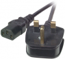 Power cord, Great Britain, Ireland, Singapore, Malaysia, BS 1363 on C13 jack, straight, H05VV-F3G0.75mm², black, 2 m