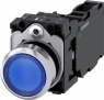 Pushbutton, blue, illuminated  (blue), mounting Ø 22.3 mm, IP20/IP66/IP67/IP69/IP69K, 3SU1153-0AB50-1FA0