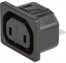 Appliance inlet H, 3 pole, snap-in, plug-in connection, black, 6602.4315