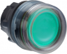 Pushbutton, illuminable, groping, waistband round, green, front ring black, mounting Ø 22 mm, ZB5AW533