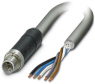 Sensor actuator cable, M12-cable plug, straight to open end, 5 pole, 5 m, PUR, gray, 16 A, 1414892