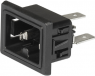Built-in appliance socket C15, 3 pole, screw mounting, plug-in connector 6.3 x 0.8, black, 3-142-761