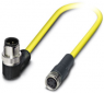 Sensor actuator cable, M12-cable plug, angled to M8-cable socket, straight, 4 pole, 0.5 m, PVC, yellow, 4 A, 1406228