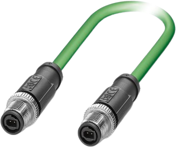 Sensor actuator cable, M12-SPE cable plug, straight to M12-SPE cable plug, straight, 2 pole, 10 m, PUR, green, 1478380