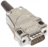 D-Sub connector housing, size: 1 (DE), straight 180°, cable Ø 3 to 9.5 mm, metal, silver, 09670090322280