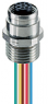 Socket, M12, 3 pole, crimp connection, screw locking, straight, 11266