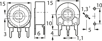 PT 15 NH 1K0 Piher Trimmer Potentiometers Image 2