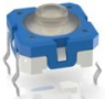 Short-stroke pushbutton, Form A (N/O), 100 mA/35 V, unlit , actuator (blue), 4.8 N, THT