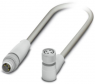Sensor actuator cable, M8-cable plug, straight to M8-cable socket, angled, 3 pole, 0.3 m, PP-EPDM, gray, 4 A, 1406498