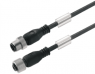 Sensor actuator cable, M12-cable plug, straight to M12-cable socket, straight, 3 pole, 0.6 m, PUR, black, 4 A, 9456960000