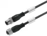 Sensor actuator cable, M12-cable plug, straight to M12-cable socket, straight, 5 pole, 1.5 m, PUR, black, 4 A, 9457340150