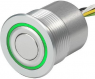 Pushbutton, 2 pole, silver, illuminated  (green), 0.125 A/48 V, mounting Ø 30 mm, IP65, 1241.6401