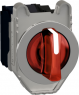 Selector switch, illuminable, latching, 1 Form A (N/O) + 1 Form B (N/C), waistband round, red, front ring black, 3 x 45°, mounting Ø 30.5 mm, XB4FK134B5
