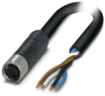 Sensor actuator cable, M12-cable socket, straight to open end, 4 pole, 5 m, PVC, black, 12 A, 1425055