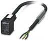 Sensor actuator cable, valve connector DIN shape B to open end, 3 pole, 1.5 m, PVC, black, 4 A, 1415929