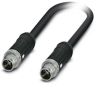 Network cable, M12-plug, straight to M12-plug, straight, Cat 6A, S/FTP, PE-X, 2 m, black