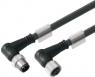 Bus line, M12-plug, straight to M12-plug, angled, PUR, 1.5 m, black